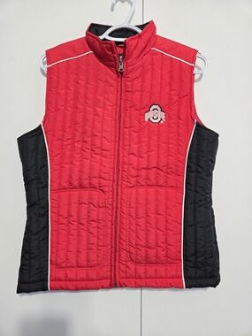 Ohio State Buckeyes Vest Womens Medium Red Quilted Full Zip G-III Sports NCAA